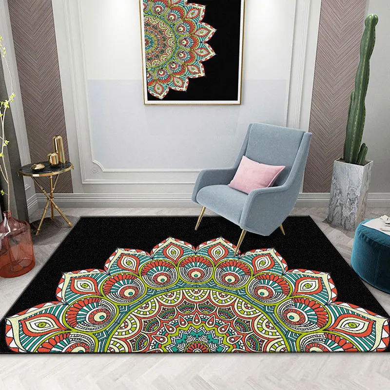 

Mandala Style Large Living Room Carpet Bedroom Retro Coffee Table Mat Decoration Hanging Basket Rug Bathroom Entrance Doormat