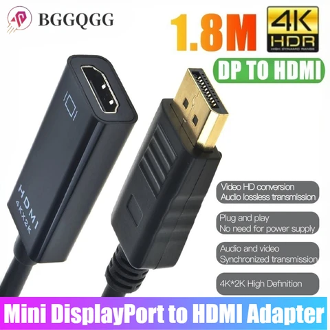 4K DP-HDMI-совместимый кабель-конвертер DisplayPort Display Port к HDMI-видео-аудиокабель-адаптер для ПК, ноутбука, HDTV-проектора