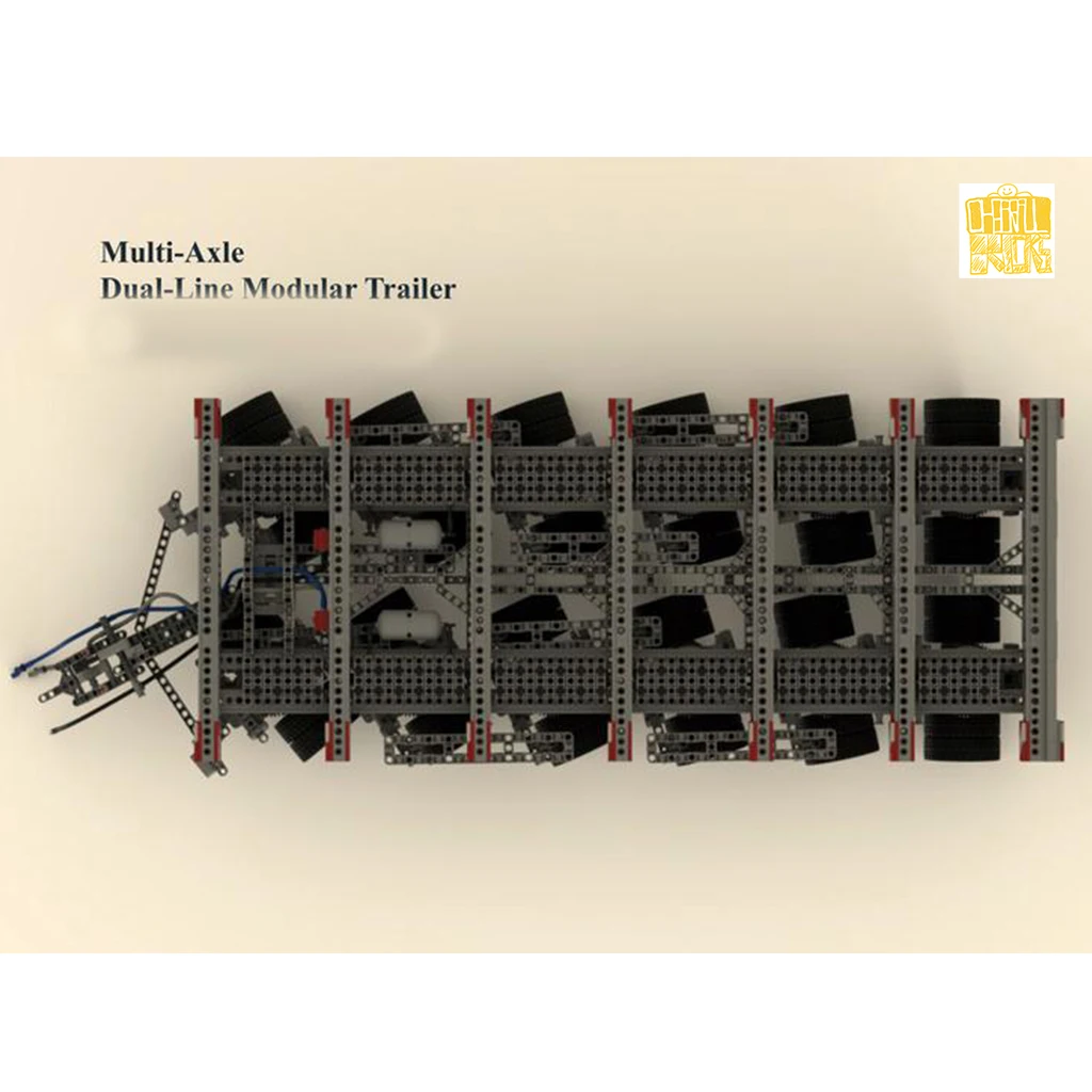 Модель разноосного прицепа с PDF-рисунком строительные блоки кирпичи игрушки