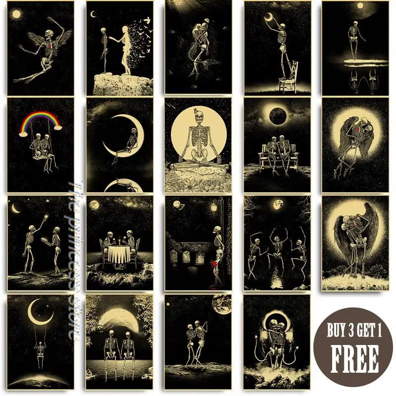 Простой принт черепа большая стена картина в стиле хиппи для кафе бара