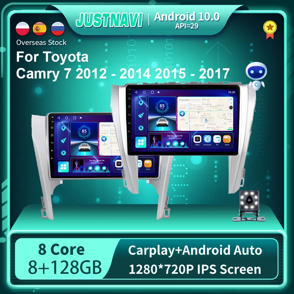 

Видеоплеер JUSTNAVI QT10 Android 10,0 для Toyota Camry 7 2012 - 2014 2015 - 2017 GPS Serero Carplay 8G 128G No 2 din