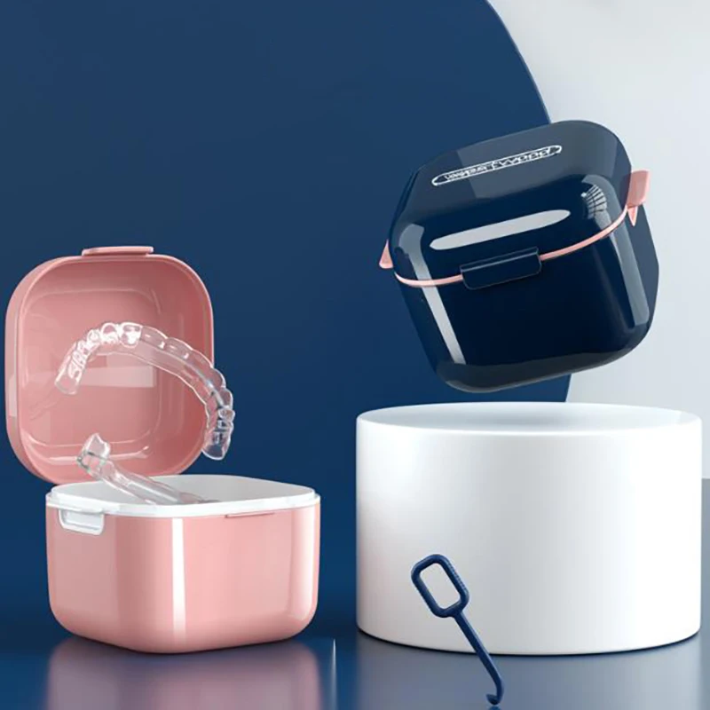 

Orthodontic Retainer Braces Storage Box Soaking Invisible Teeth Denture Cleaning Tooth Storage Portable Belt case