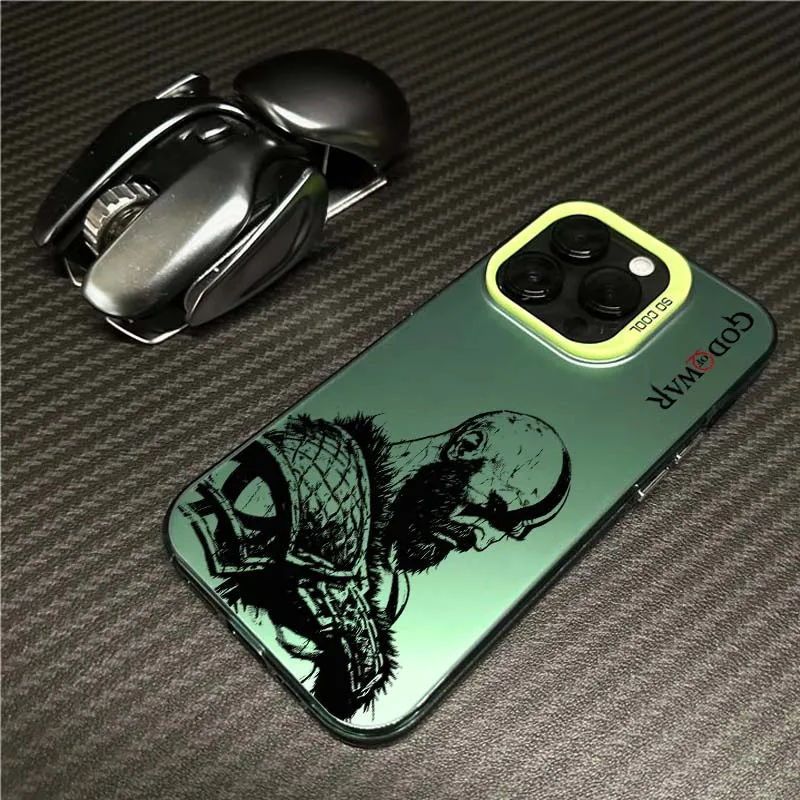 Фото Роскошный чехол G-God of War K-Kratos для iPhone 17 16 15 14 13 12 11 Pro Max Plus Mini, цветной серебристый чехол для телефона №5