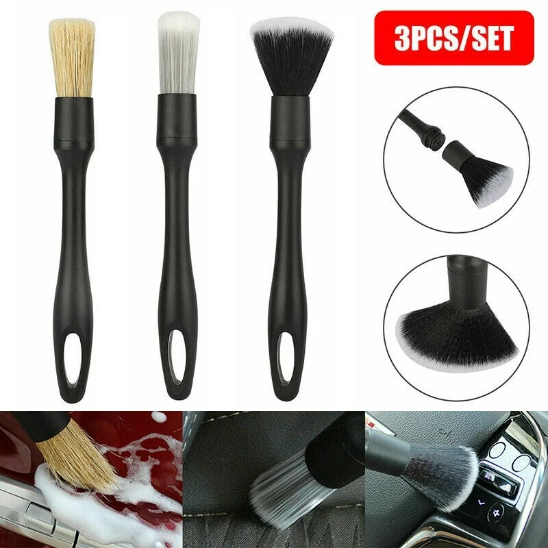 

3pcs Car Detailing Brush Wash Auto Detailing Cleaning Kit Engine Wheel Clean Set For Household Car Care Dashboard Wheel Brush