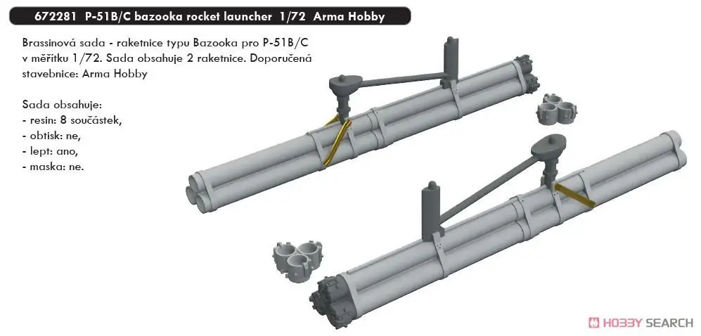 

Eduard EDU672281 1/72 P-51B/C bazooka rocket launcher For ARMA HOBBY 70038/70039