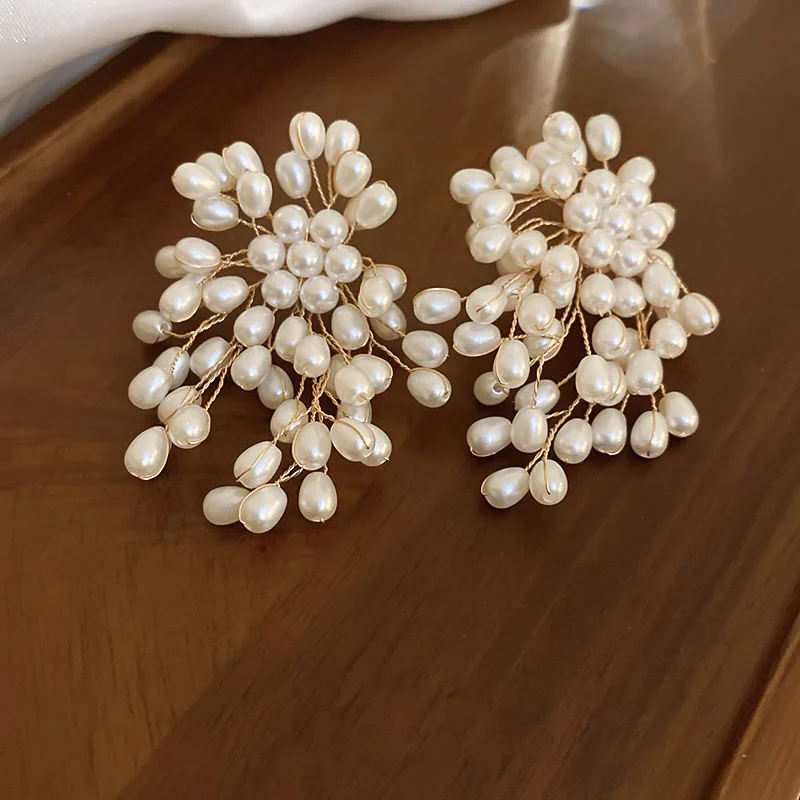 Женские серьги-подвески с искусственным жемчугом и цветами