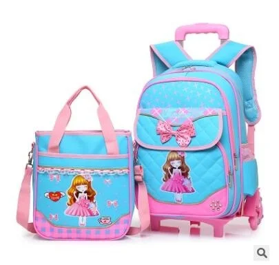 

Girl's School Trolley backpack wheeled bag for School Trolley bag On wheels School Rolling backpack Children Travel luggage bag
