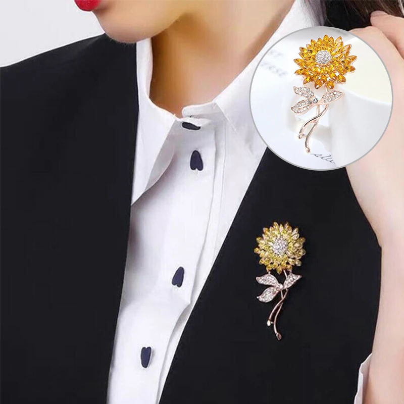 

1PC Sunflower Women Men Flower Office Brooch Pins Gifts Brooches Weddings
