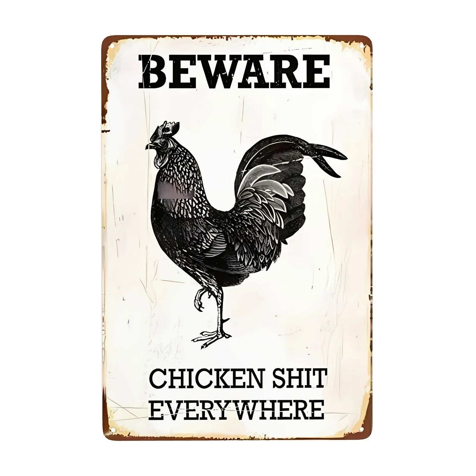 

Retro Metal Tin Sign, Chicken Coop Retro Wall Art Sign, Caution Area Patrolled By Crazy Chicken Lady Vintage Kitchen