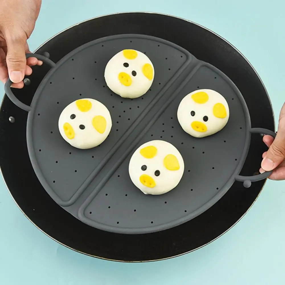 

Steamer Basket Heat Resistant Collapsible with Durable Handles Cooking Kitchen Tool Silicone Round Steaming Rack for Kitchen