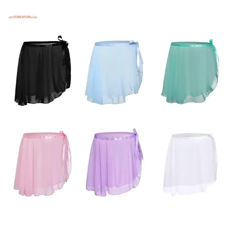 

Girls Ballet Wrap Skirts Children Chiffon Wrap Dance Skirt Asymmetric Tutu Skirt