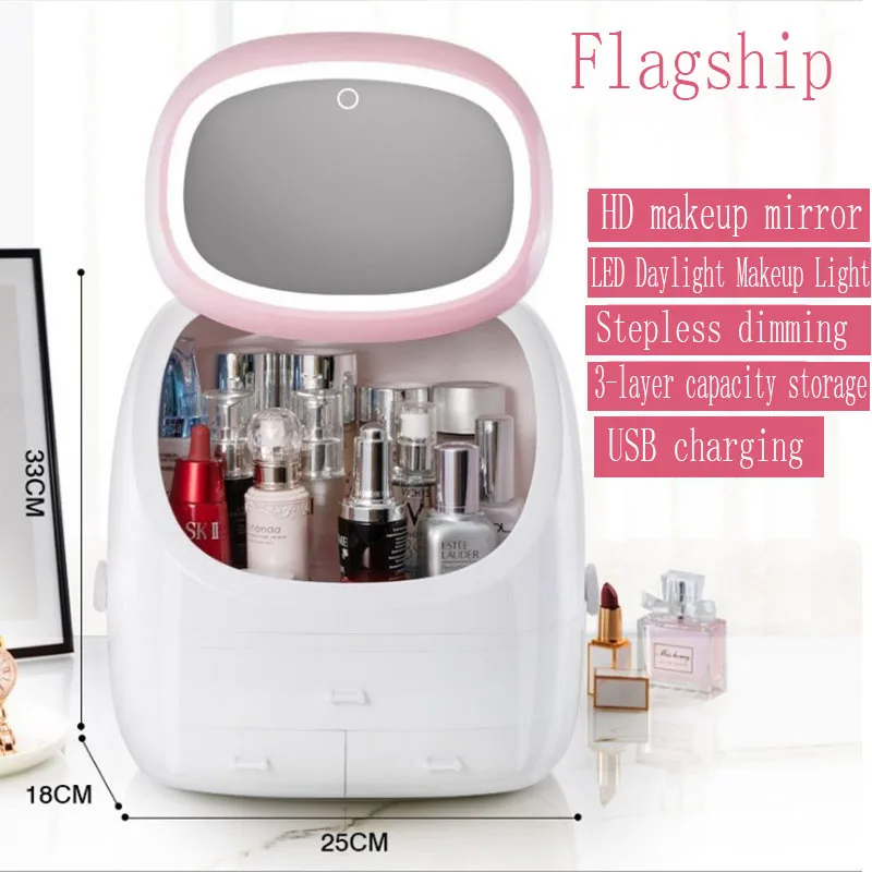 

Makeup organizer Mirror Cosmetic case Jewelry Box Multifunctional Travel Organizer Drawer Home Storage Boxs