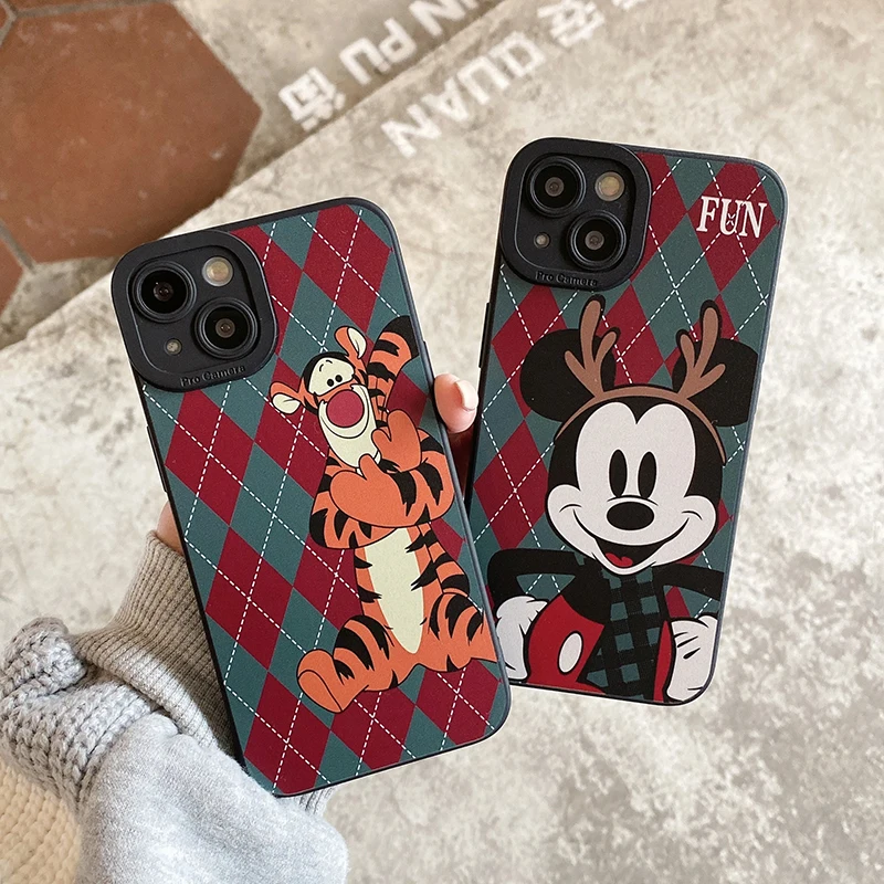 

Disney Mickey Minnie Mouse Phone Case For iPhone 13 11 12 Pro Max Mini XS XR X 8 7 Plus SE Back Cover