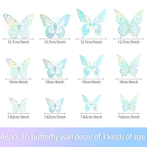 

48 шт., наклейки на стену в виде бабочек