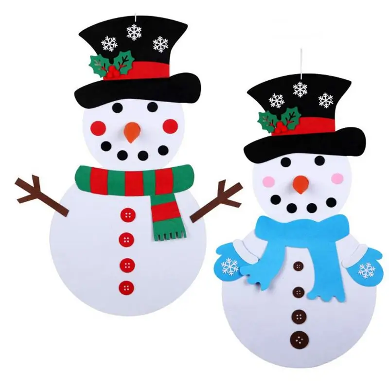 

Christmas DIY Felt Snowman Kit Felt Snowman Boards Colorful Felt Snowman Game Set For Christmas Winter Home Wall Door