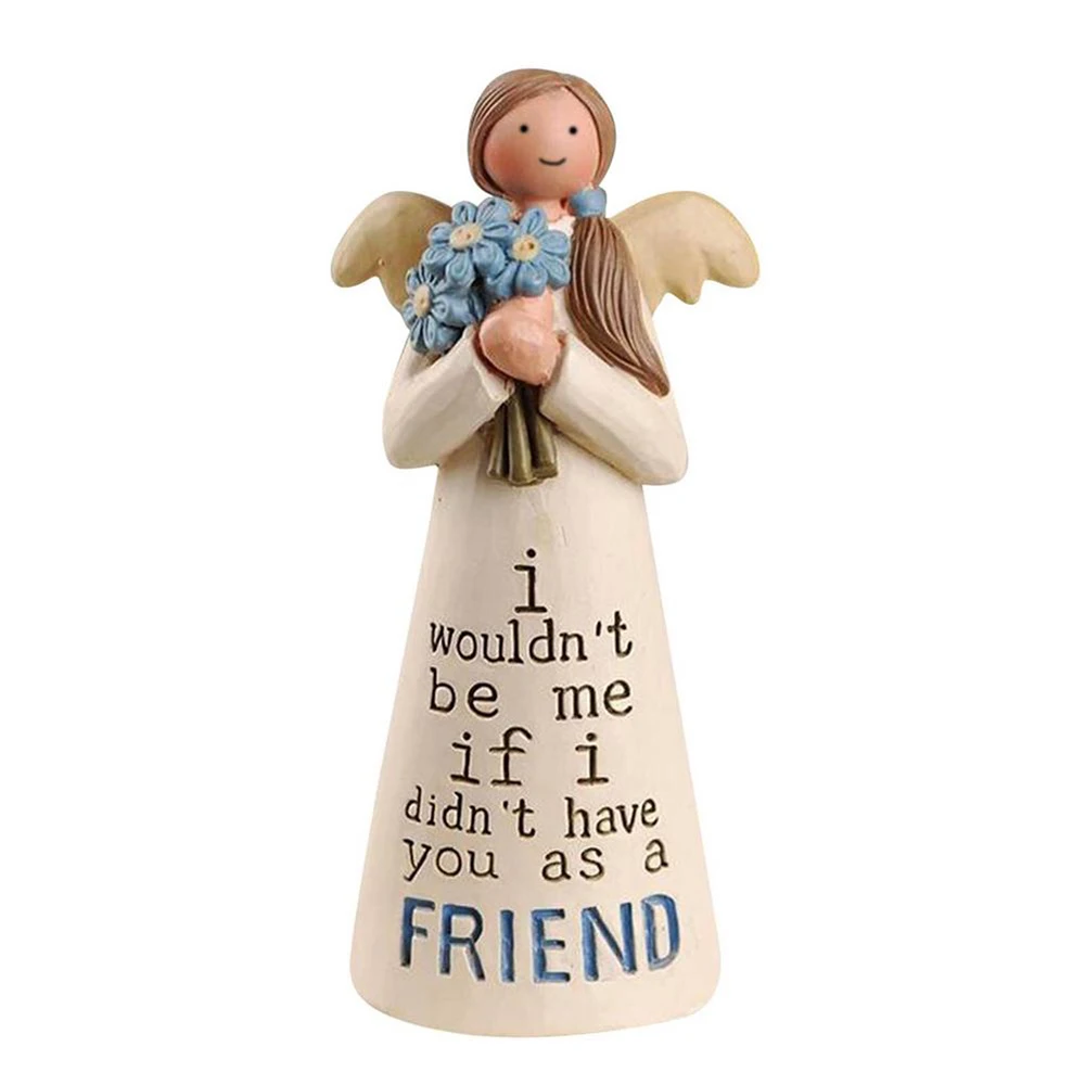 

Friendship Angel Statue Hand Painted Memorable Blessing Sculpted Celebrating Friendship Figurine For Desktop Ornament Collectio