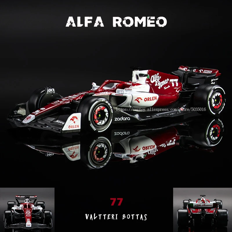 

2022 Alfa Romeo F1 Team Orlen C42 Bburago 1:43 #77 Vatteri Bottas #24 Zhou Guanyu Alloy Toy Car Model Formula Die Cast Model