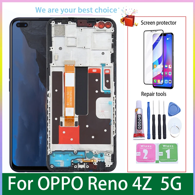

6,57 "для OPPO Reno4 Z 5G Оригинальный ЖК-дисплей с рамкой сенсорный экран дигитайзер Запасные части Reno 4Z CPH2065