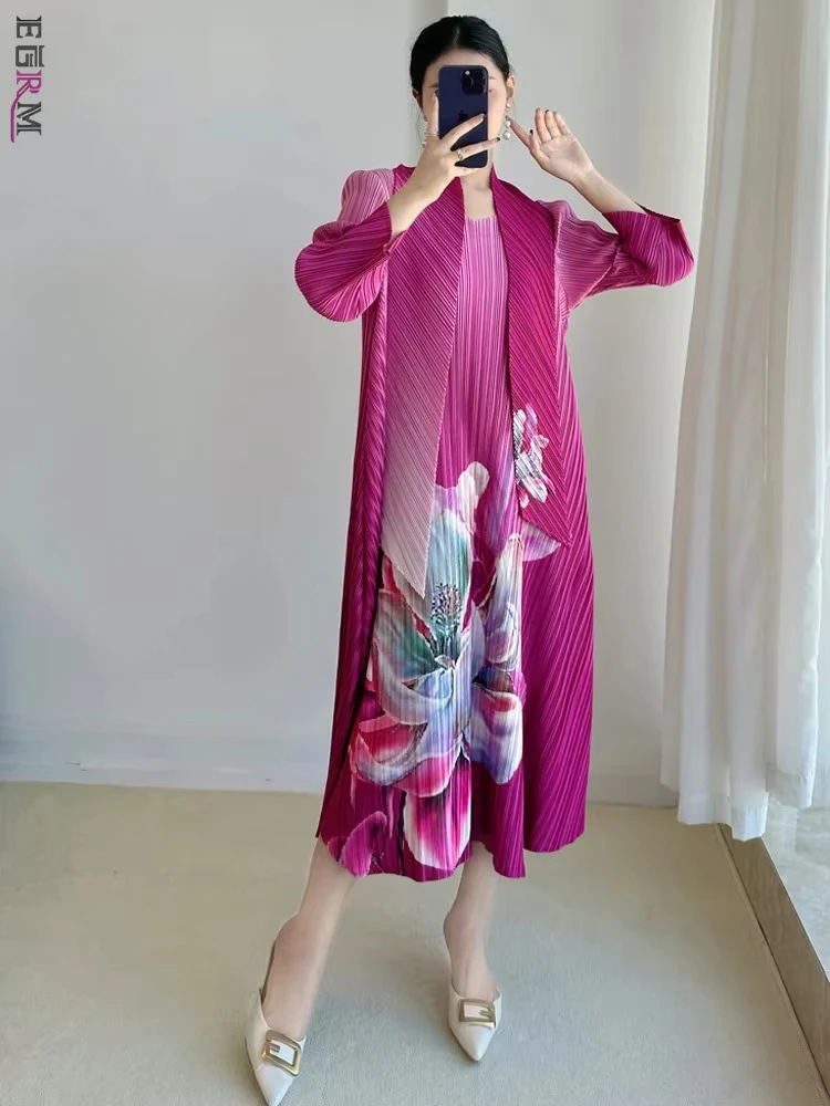 EGRM модное плиссированное платье с градиентным цветным принтом стильный пояс