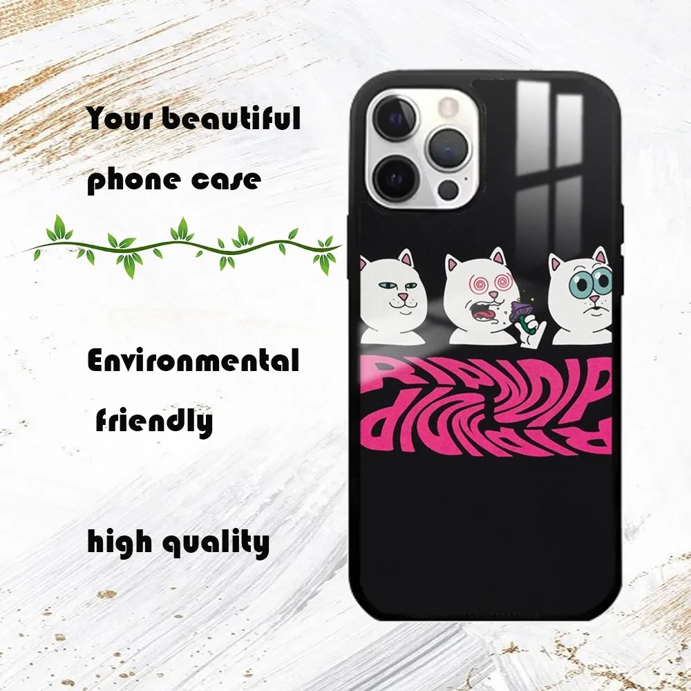 Funny R-RipndipS CAT Phone Case For iPhone 16 15 14 13 12 11 Pro Max Plus Mini PC Fashion High Quality mirror phone case