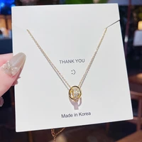 delicate female gold color circle cross female choker micro pave dazzling crystal sexy pendant necklace for women