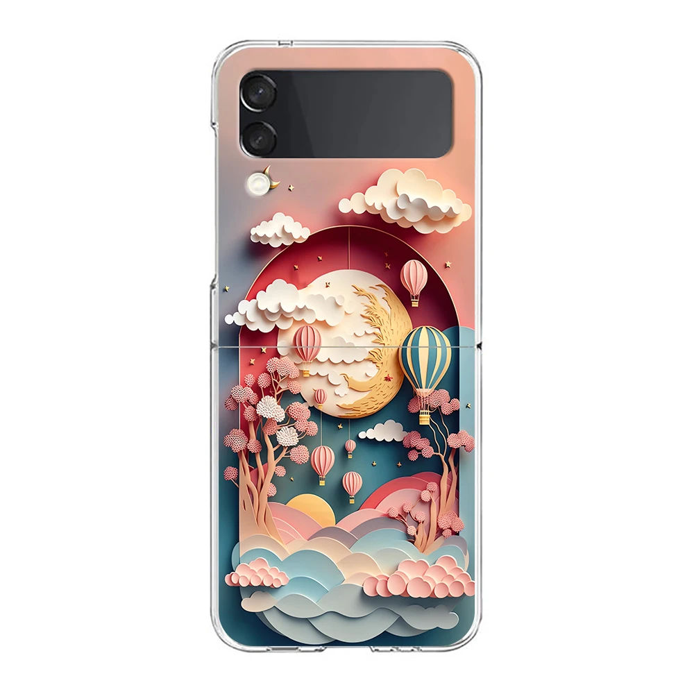 Фото Чехол для телефона Samsung Galaxy Z Flip 3 4 5 6 7 Fold, высокопрочный поликарбонатный чехол для Galaxy Z Flip3, прозрачная накладка с рельефным изображением пейзажа №5