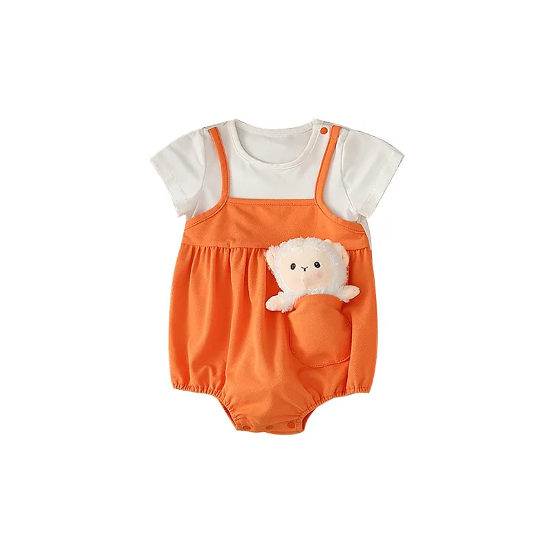 

Summer Children's Clothing Fashion Short Sleeve Infant Clothes Child Bodysuit Kids One-Pieces 3D Sheep Baby Girl Triangle Romper