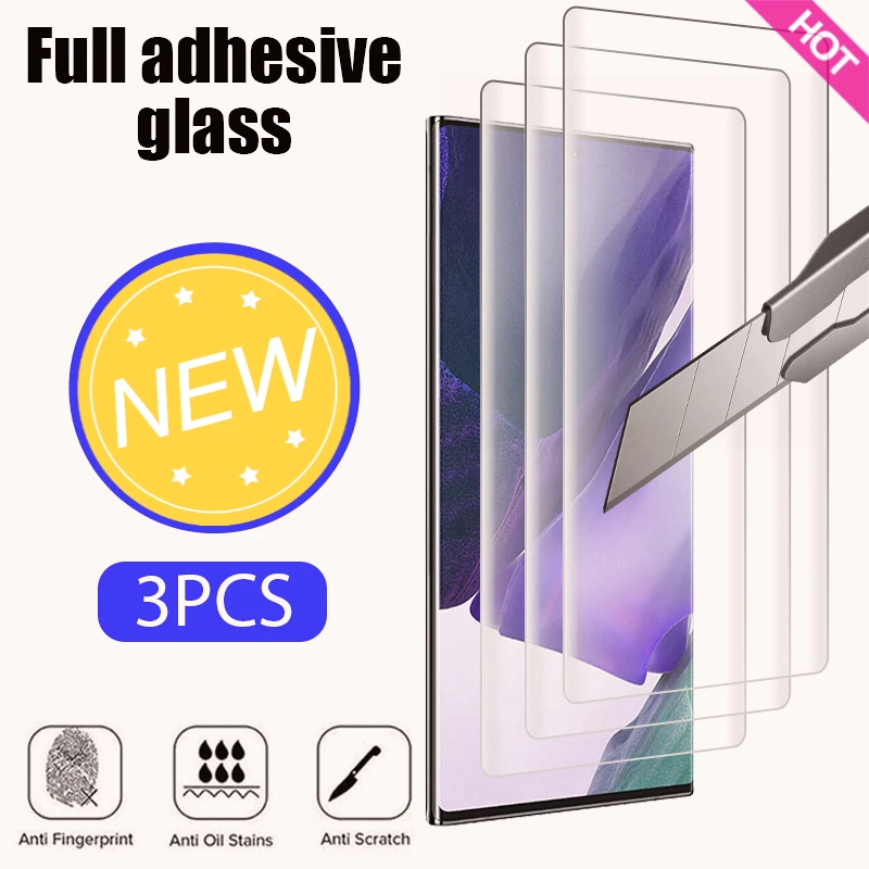 

3Pcs Curved Tempered Glass For Samsung S23 S22 S21 S20 S7 Ultra Plus S10 S9 Screen Protector For Samsung Note 20 Ultra 10 Plus 9