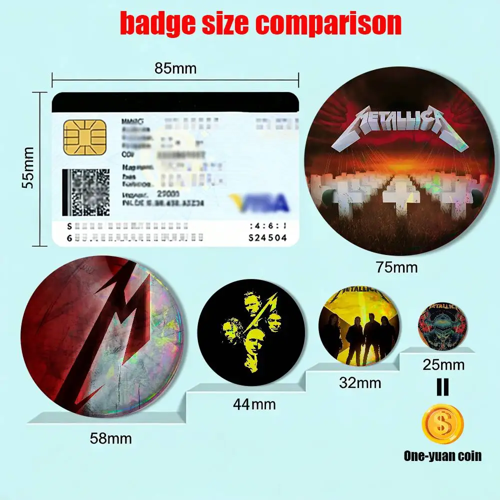Фото Значок-брошь Metallica Round Exquisite Badge Brooches Creative Pins (M72) — креативные значки для одежды, головных уборов, рюкзаков, подарочные аксессуары. №2