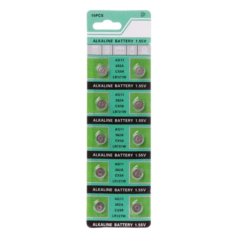 

32GC 10Pcs/card AG11 362 LR721 362A L721 1.55V Lithium Batteries Environmental Protection Button Cell Battery for Watch