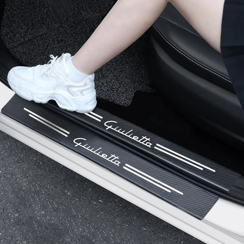 

Наклейки на порог двери автомобиля, Накладка на порог, наклейки на задний багажник, пленка против царапин, наклейка для Alfa Romeo Giulietta, украшение с логотипом