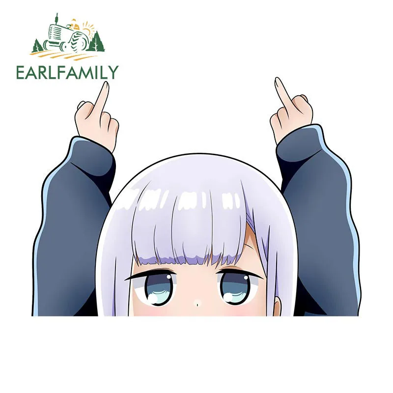 EARLFAMILY средний палец руки в стиле чиби автомобильные наклейки Anya Jahy Sama Izumi Sagiri Peeker