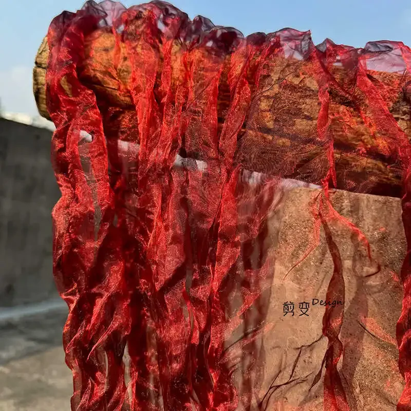 Irregularly Pleated Organza Water Light Mesh Creative Three-dimensional Texture Skirt Clothing Designer Fabric