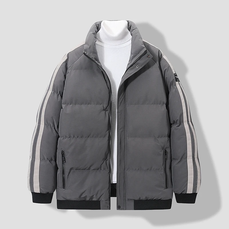 

M-5XL! Осенне-зимняя новая мужская повседневная хлопковая одежда, мужская однотонная утепленная куртка с воротником-стойкой