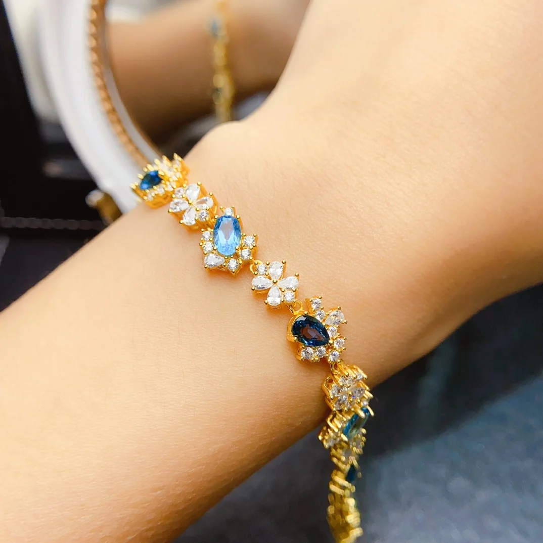 FS 4*6 мм браслет из натурального топаза стерлингового серебра S925 для женщин