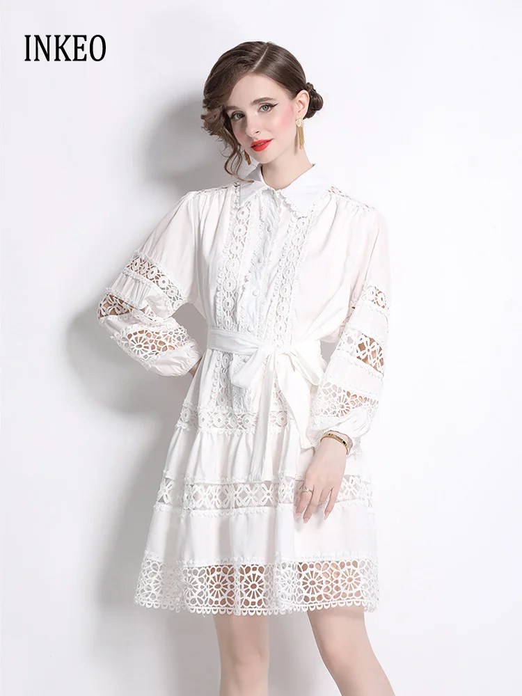 Женская кружевная мини-юбка в стиле пэчворк белая черная пляжная ажурная с