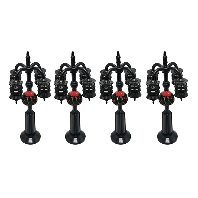 

NEW-4Pcs миниатюрные рождественские уличные лампы, Настольная скамья, миниатюрная модель уличного освещения, аксессуары для кукольного домика...