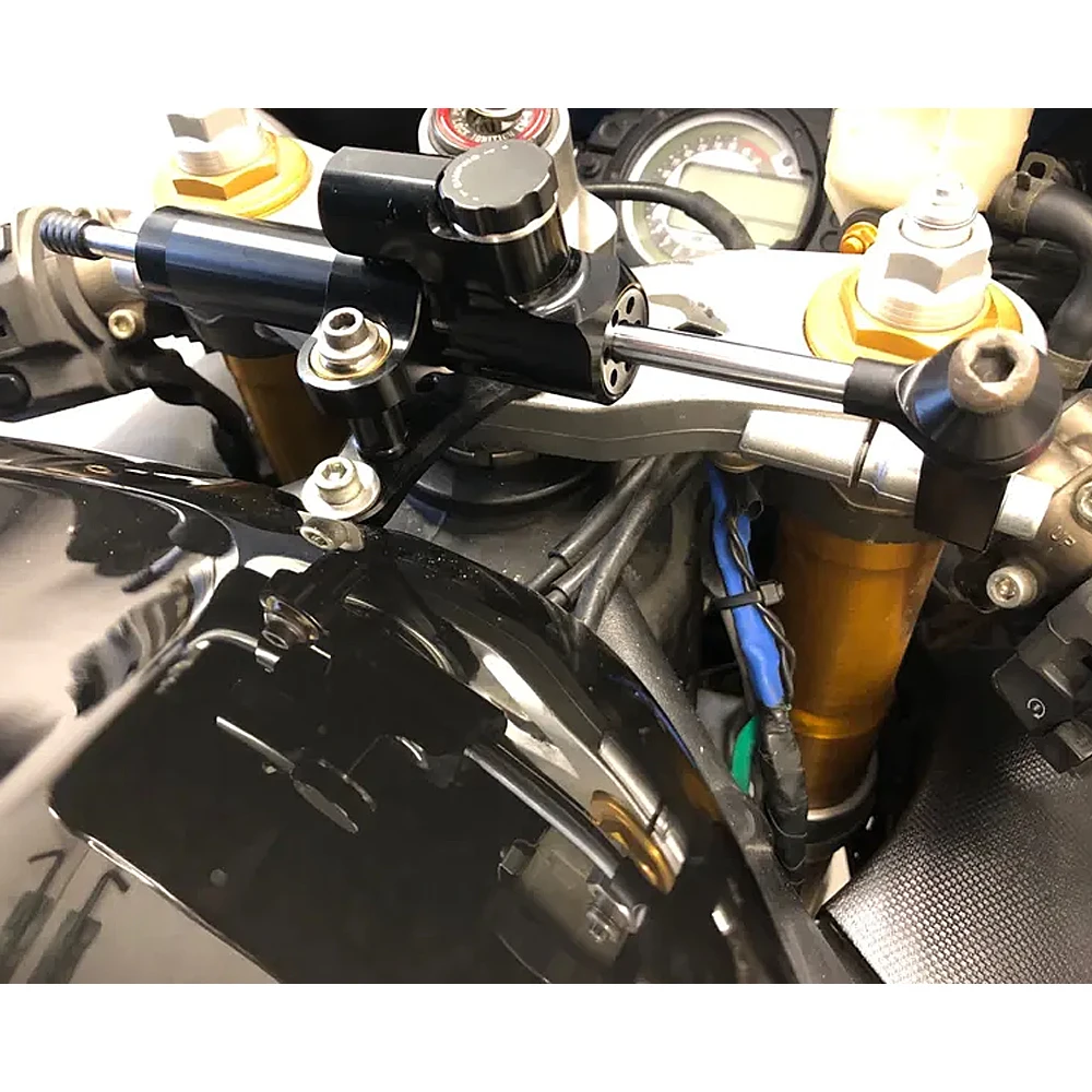 Фото ZX6R демпфер, новые аксессуары для мотоциклов для Kawasaki Ninja ZX6R Ninja ZX-6R 2005-2006, рулевой демпфер с кронштейном №2