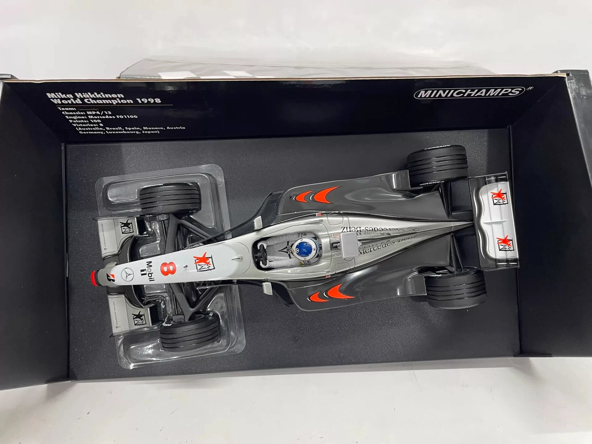 Фото Minichamps 1:18 F1 MP4/13 Hakkinen 1998, коллекционная модель автомобиля из смолы и металла, лимитированная серия, подарок №4