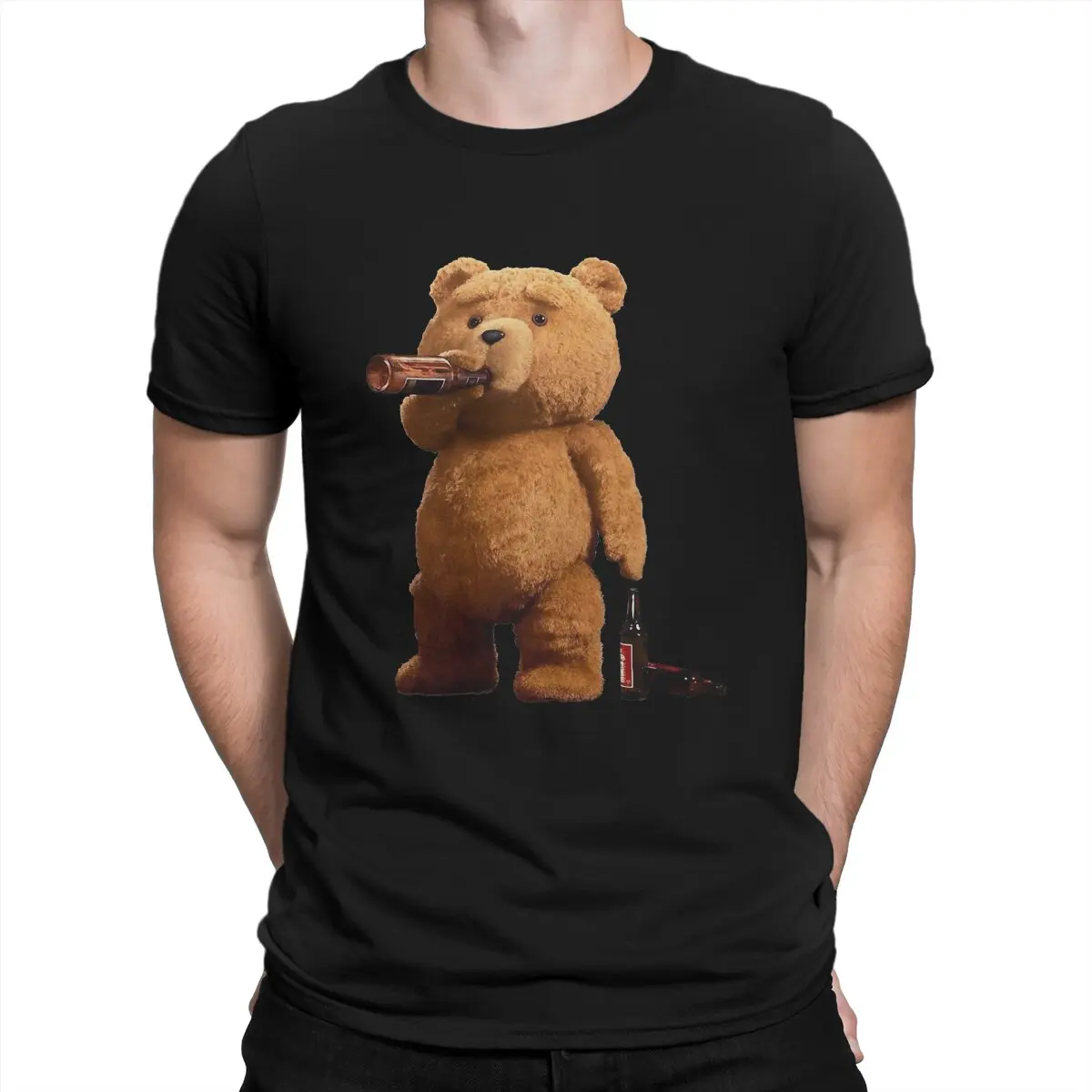 

Ted Drink Beer Men T Shirts Teddy Bear Fashion Tees Short Sleeve O Neck T-Shirt 100% Cotton Gift Clothes