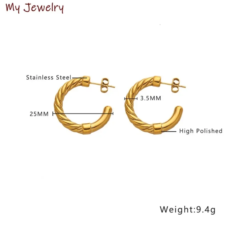 Глянцевые модные серьги из нержавеющей стали Twist CC ювелирные изделия роскошные