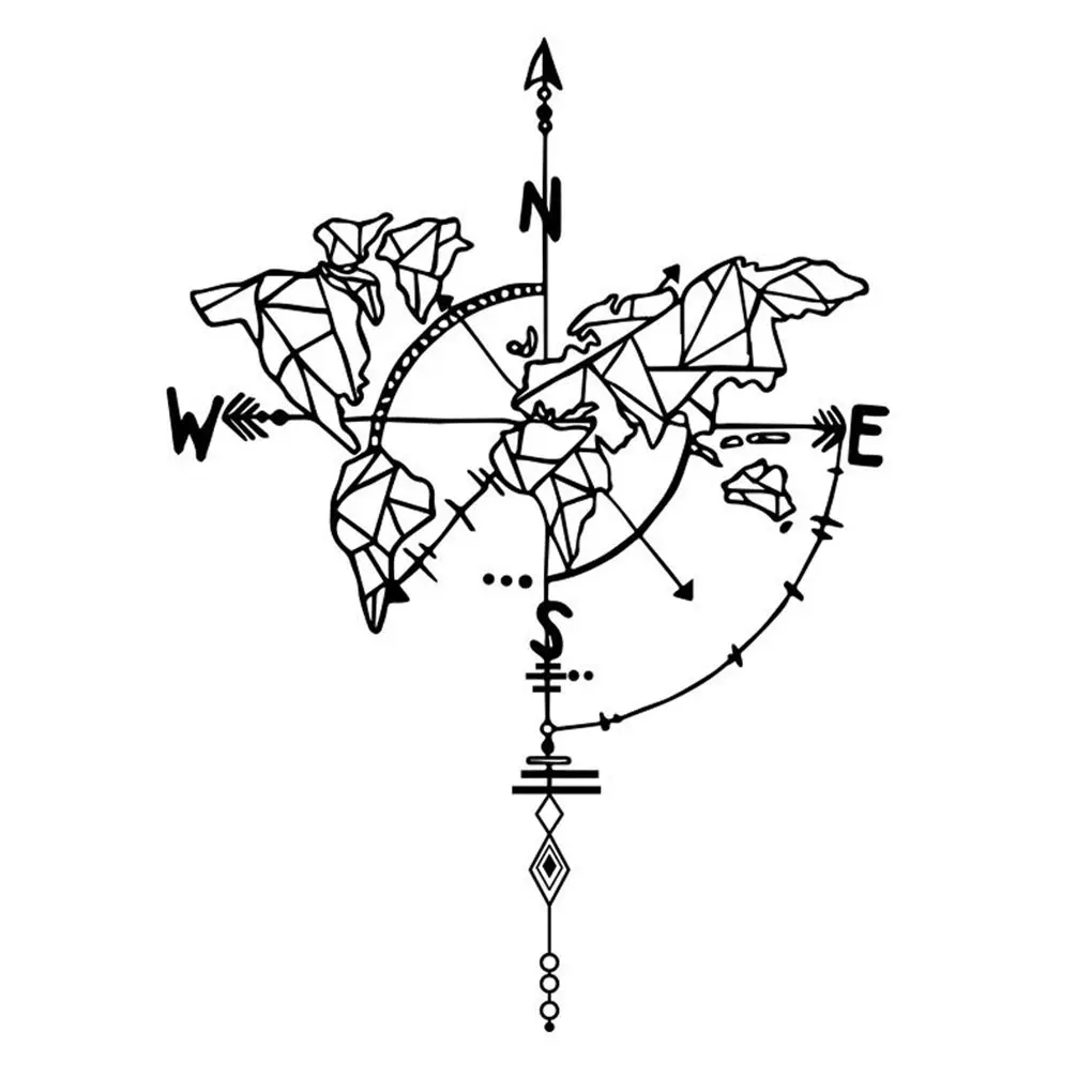 

World Map Compass Wall Sticker Removable Adhesive Wall Decal Living Room Bedroom Home Decor