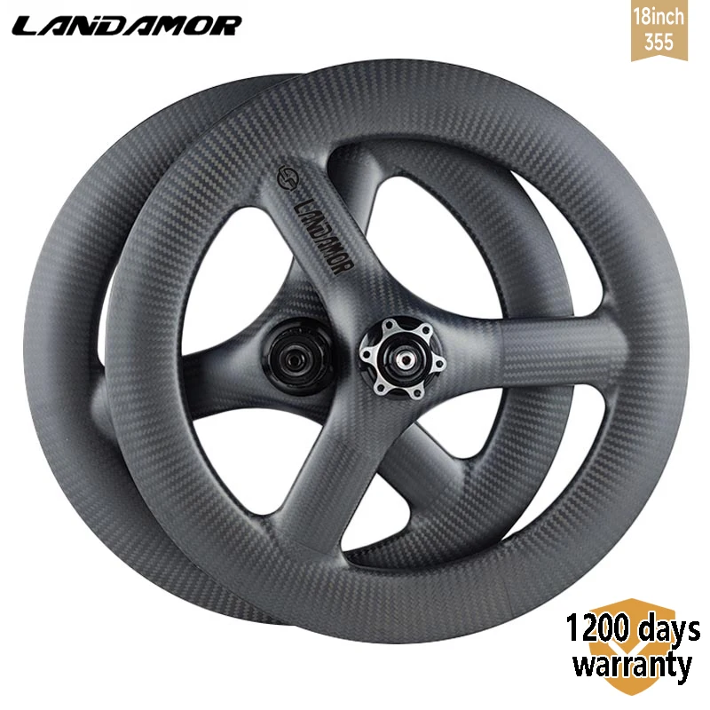 

LANDAMOR для Birdy, карбоновое колесо, 18 дюймов, 355 дюйма, 6 болтов, дисковый тормоз, эндуро, керамический подшипник, три спицы, быстрая скорость 11