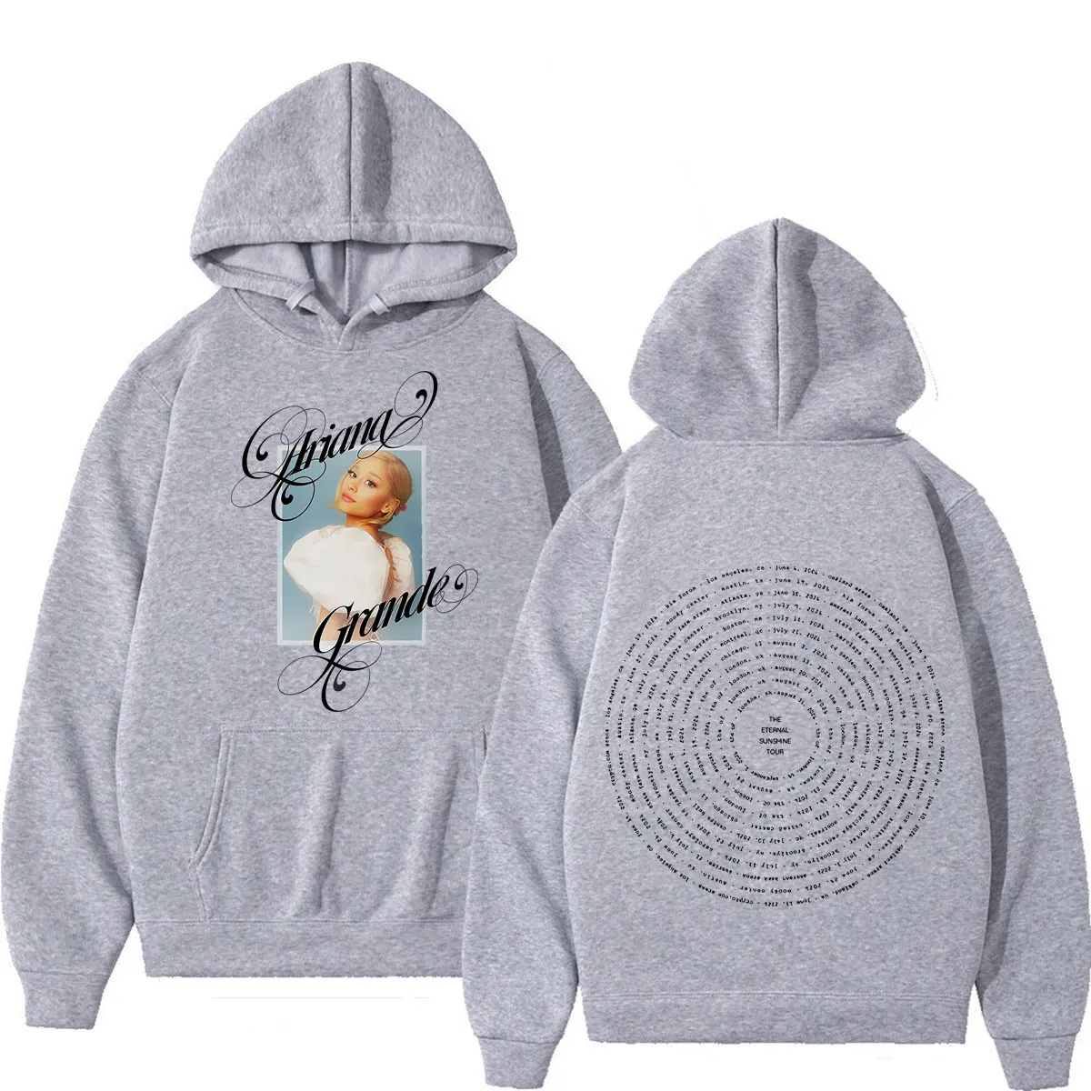 Фото Худи с принтом Ariana Grande The Eternal Sunshine Tour 2026, свободные толстовки для мужчин и женщин, осенне-зимняя модная повседневная толстовка-пуловер №5