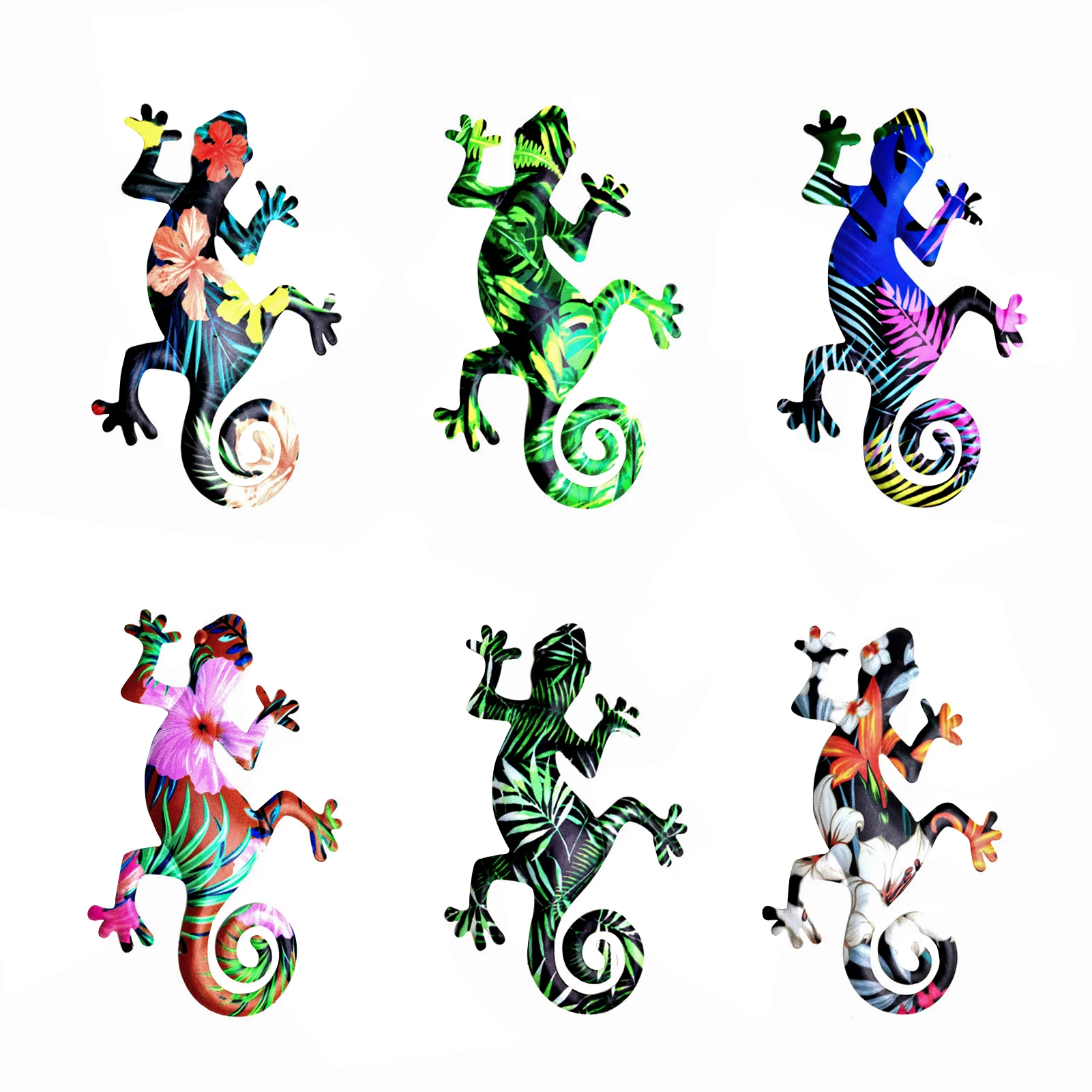 

6pack Fence Sculpture Hang Gift Inspirational Craft Living Room Gecko Wall Art Indoor Outdoor Metal Decor Home Bedroom Small