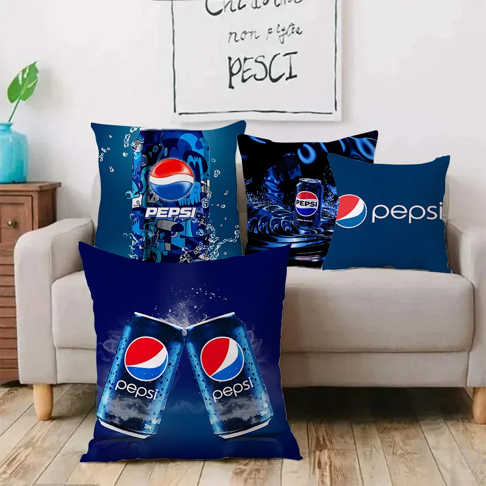 Pillow Covers Cartoon Soda Brand Art P-Pepsi-Cola Sofa Decorative Home Double-sided Printing Short Plush Cute Cushion Cover