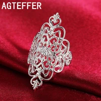 agteffer 925 sterling silver pattern hollow ring for women fashion wedding engagement party gift charm jewelry