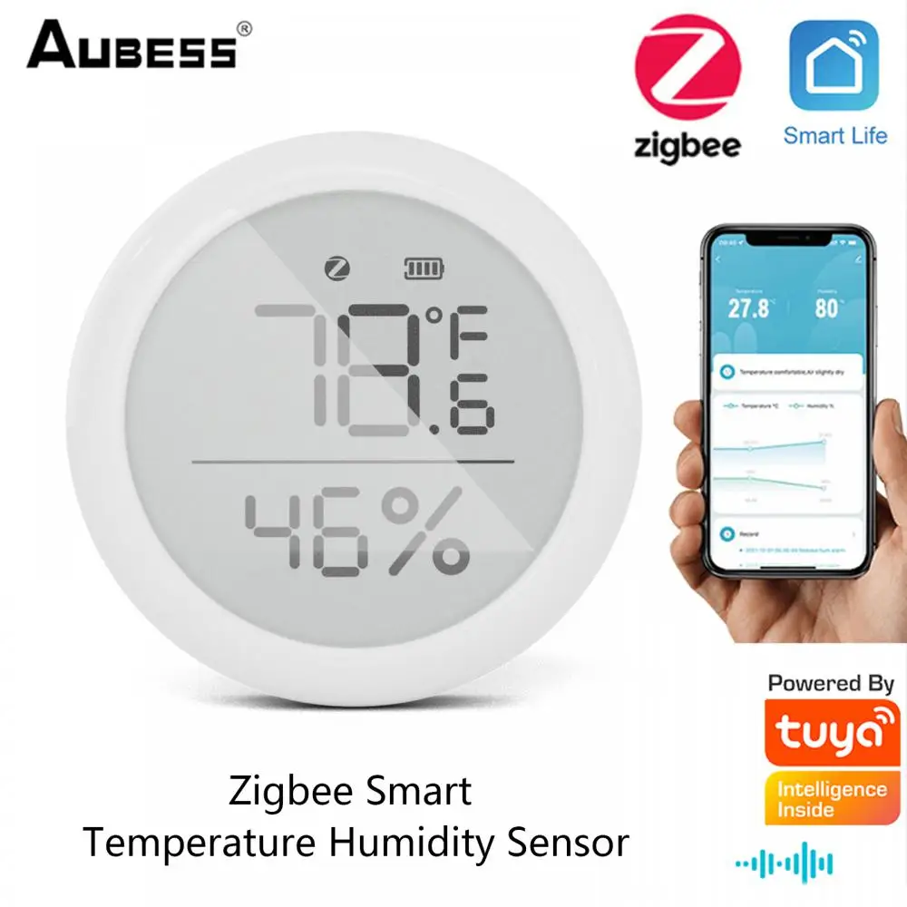 

Датчик влажности и температуры Tuya ZigBee, внутренний гигрометр с ЖК-дисплеем