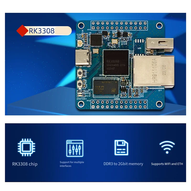 Фото SQPP-LCPI RK3308B четырехъядерный процессор макетная плата DDR3-2Gbit Iot макетная плата, поддержка порта Ethernet и Wi-Fi №3