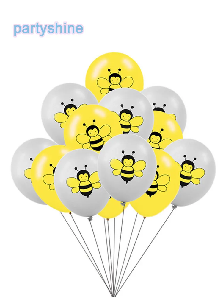 Bumble Bee Balloons Yellow Grey Bee Ballons For Baby Shower Supplies Jungle Theme Party Decorations Kids Birthday Parties Decor images - 6